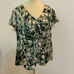 Dana Buchman Office‎ Blouse * Brown and Green * XL * Size Zipper